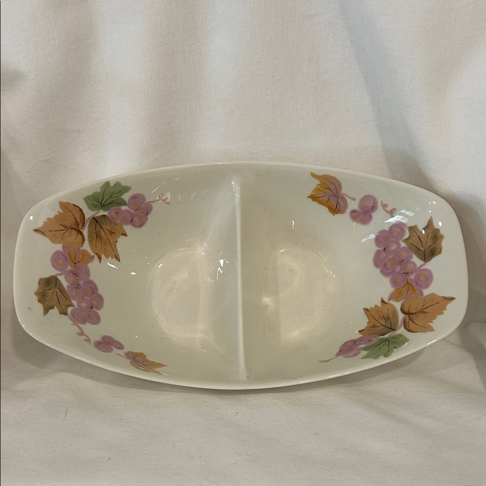 Antique Grape Motif Divided Serving Dish